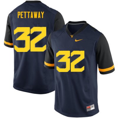 Men's West Virginia Mountaineers NCAA #32 Martell Pettaway Navy Authentic Nike Stitched College Football Jersey SQ15A23KH